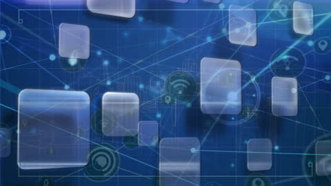 Digital Interface with Connecting Network Overlays on Blue Background