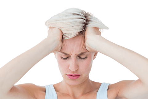 Blonde Woman Holding Head in Pain on Transparent Background - Download Free Stock Videos Pikwizard.com