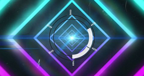 neon geometric data interface with scanning elements - Download Free Stock Images Pikwizard.com