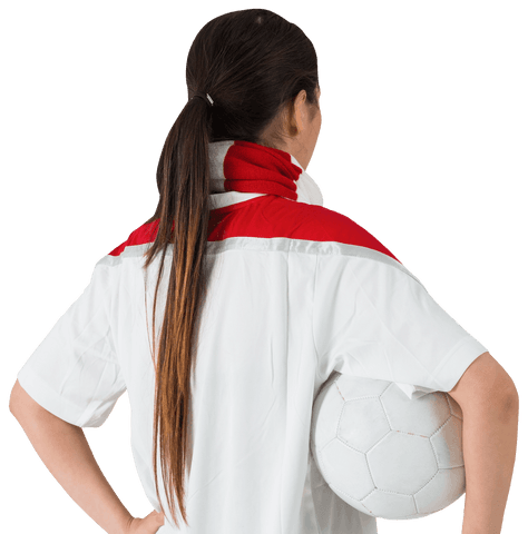Football Fan in White Holding Ball Back View Transparent Background