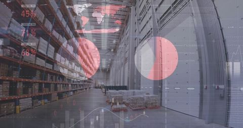digital data overlay in modern empty warehouse - Download Free Stock Images Pikwizard.com
