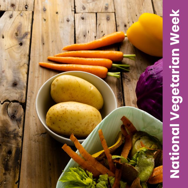 Fresh Vegetables with National Vegetarian Week Banner - Download Free Stock Templates Pikwizard.com