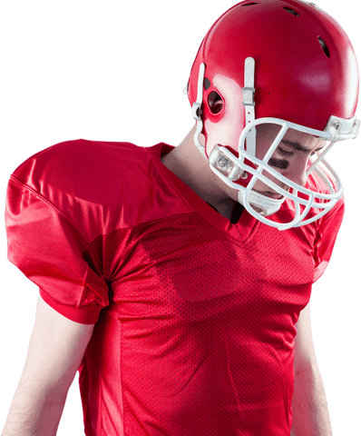 American Football Player in Red Gear on Transparent Background