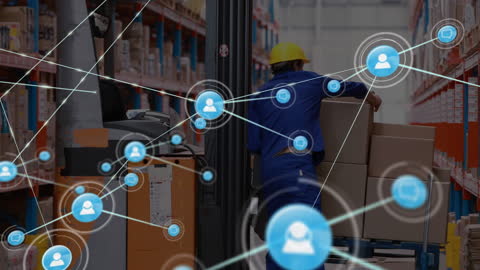 Warehouse Logistics and Digital Network Connectivity Concept