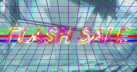 Retro futuristic flash sale vibrant digital art design