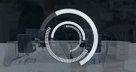 Futuristic Data Security Overlay in Modern Office Setting - Download Free Stock Images Pikwizard.com