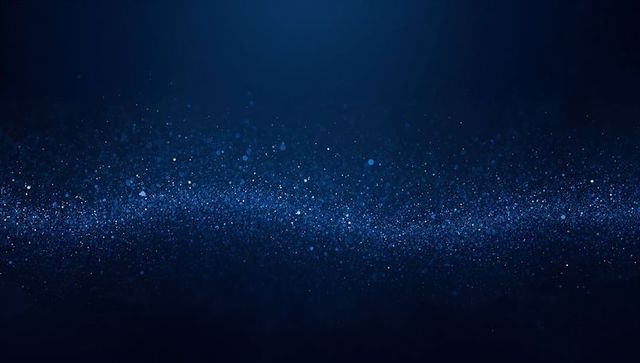 Midnight Blue Particle Stream with Glittering Bokeh and Horizontal Glow