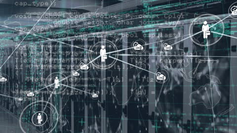Futuristic Digital Data Network Overlaying Cityscape