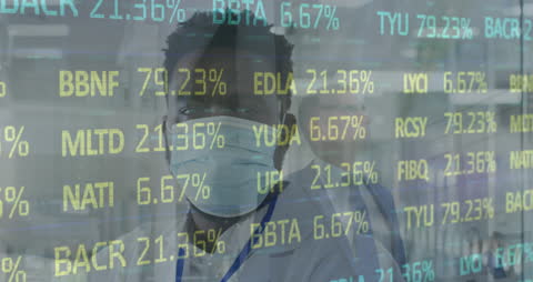 Masked Professional Analyzing Financial Data Overlay