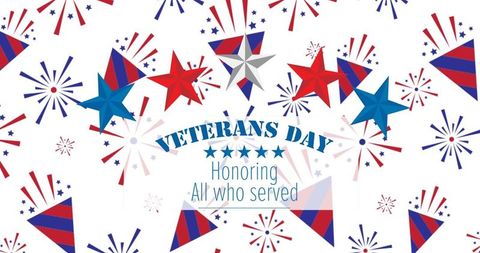 Patriotic Veterans Day Celebration with Stars and Fireworks