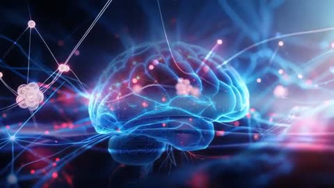 3D Brain Model Pulsing with Light in Digital Network