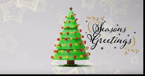 Festive Christmas Greeting with Decorated Tree on Grey Background - Download Free Stock Images Pikwizard.com