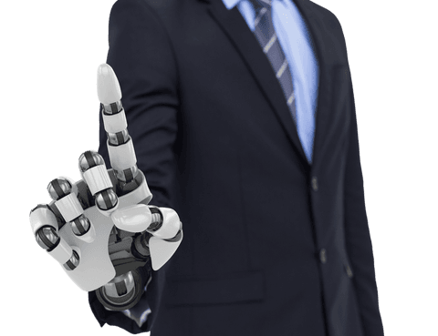 transparent businessman with robotic arm pointing finger - Download Free Stock Videos Pikwizard.com