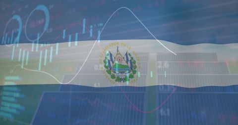 Financial Analytics Overlay on Nicaraguan Flag Symbolizing Economic Trends