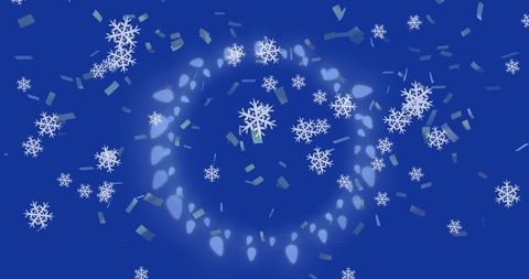 Snowflakes Gently Falling on Blue Festive Background
