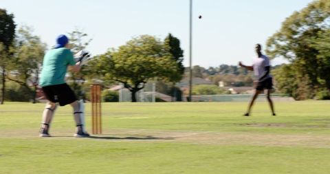 Wicketkeeper catching ball while bowler appealing and teammates celebrating broken stumps