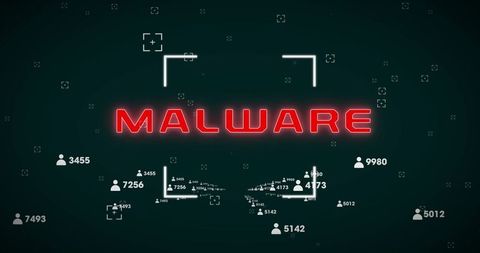 Malware threat in digital security with futuristic elements