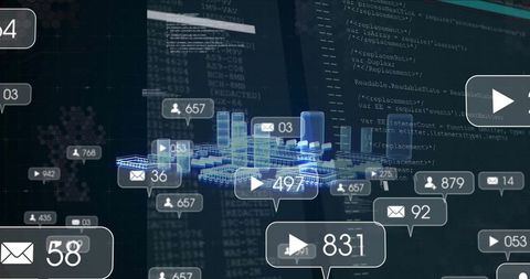 Futuristic Digital Network with Social Media Notifications - Download Free Stock Images Pikwizard.com