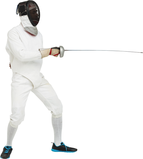 Transparent Fencer in Ready Stance Holding Sword - Download Free Stock Videos Pikwizard.com