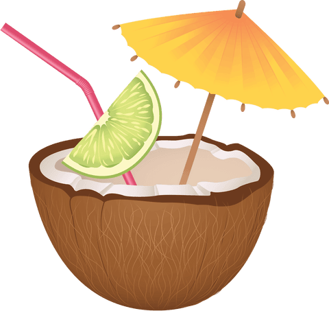 transparent coconut drink with lime and umbrella illustration - Download Free Stock Videos Pikwizard.com