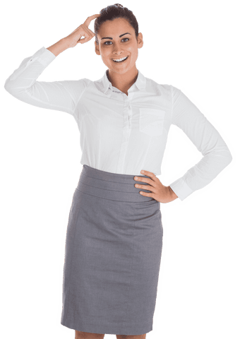 Happy Businesswoman in White Dress Shirt Posing Confidently on Transparent Background