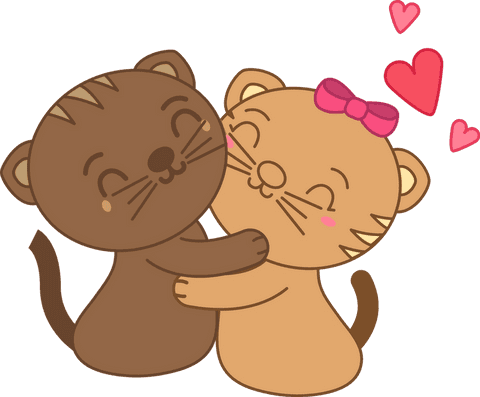 adorable cartoon kittens hugging with hearts on transparent background - Download Free Stock Videos Pikwizard.com