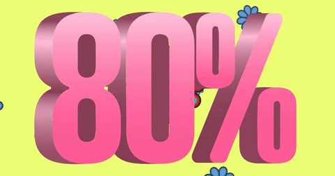 Bright 80 Percent Graphic with Moving Floral Patterns for Promotions - Download Free Stock Images Pikwizard.com