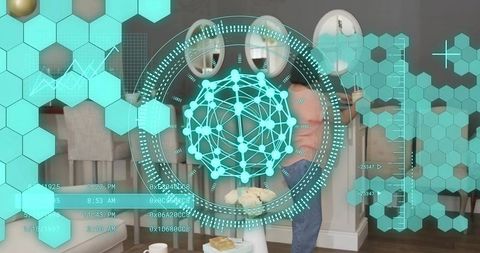 Augmented Reality Caregiving HUD Showing Connected Health Network During Home Assistance