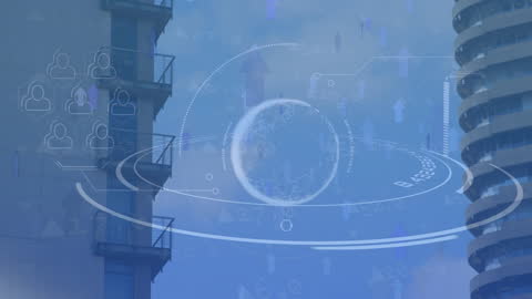 Digital Globe and Financial Data Against Urban Skyline