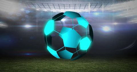 Futuristic Neon Soccer Ball in Vibrant Stadium Lights - Download Free Stock Images Pikwizard.com