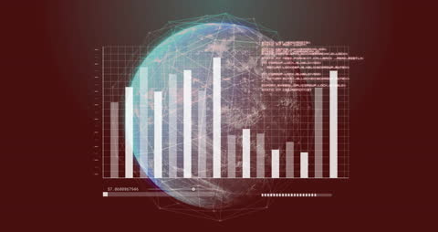 Global Bar Chart and Data Visualization on Rotating Earth