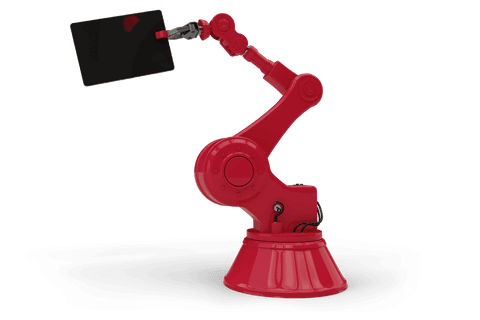 Transparent Red Robotic Arm Holding Digital Tablet - Download Free Stock Videos Pikwizard.com