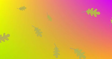 Vibrant Gradient with Falling Leaves Digital Illustration