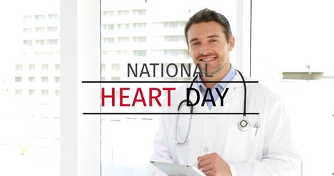 Smiling Doctor Supporting National Heart Day - Download Free Stock Images Pikwizard.com