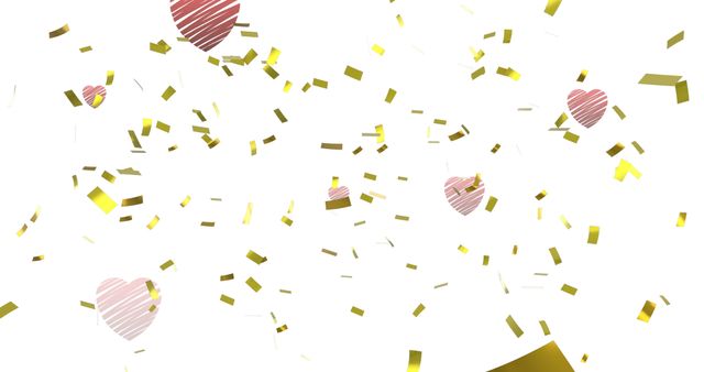 Falling Red Hearts and Gold Confetti on White Background - Download Free Stock Images Pikwizard.com