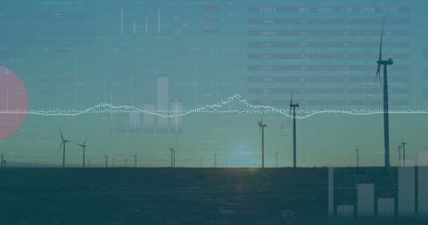 Wind Turbines and Financial Data Overlay Concept