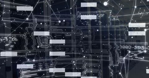 Futuristic Digital Network in Server Room with Data Flow