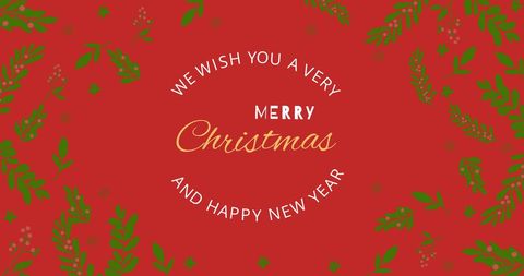 Festive Christmas and New Year Greeting with Holly and Leaves - Download Free Stock Images Pikwizard.com