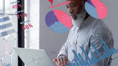 African American Businessman Analyzing Digital Data in Modern Office