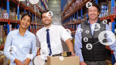 Warehouse Team Connected Through Digital Networking