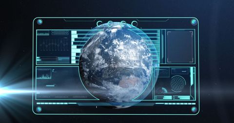 Digital Interface Screen Overlapping Planet Earth - Download Free Stock Images Pikwizard.com