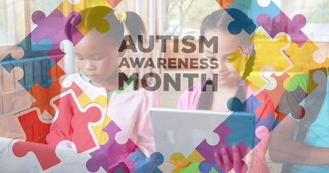 Autism Awareness Month with Kids Using Tablets - Download Free Stock Images Pikwizard.com