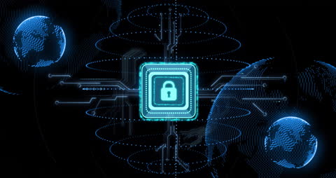 Digital Padlock with Circuit Patterns Symbolizing Global Cybersecurity