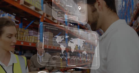 Warehouse Collaboration with Futuristic Data Interface