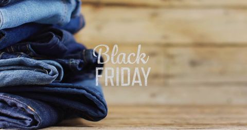 Denim Jeans Stack with Black Friday Sale Text