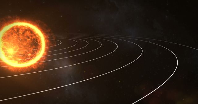 Abstract Graphic Representation of Solar System with Glowing Sun - Download Free Stock Images Pikwizard.com