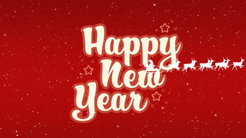 Festive New Year Greeting with Santa and Reindeer