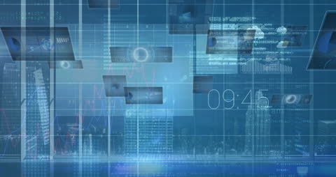 Abstract Digital Data Projection Over Urban Skyline