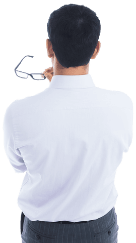 Transparent background thoughtful businessman isolated