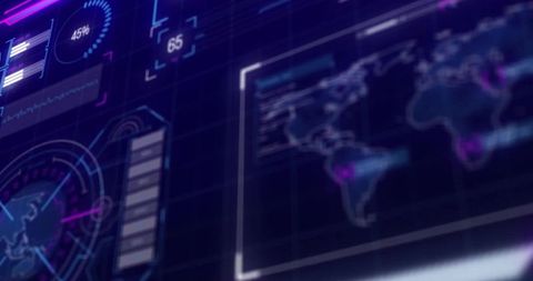 High-Tech Financial Data Interface with World Map Overlay - Download Free Stock Images Pikwizard.com